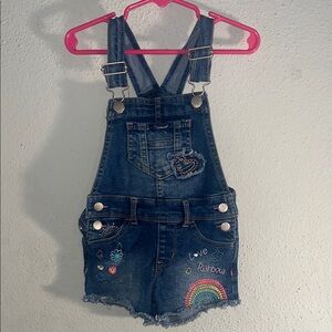 Jordache Kids Denim Overalls with Rainbow Embroidery